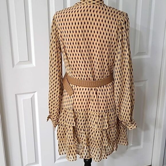 <<3/$30>> Chiffon Ruffled Dotted Mini Neutral Tan Gold - Picture 6 of 13